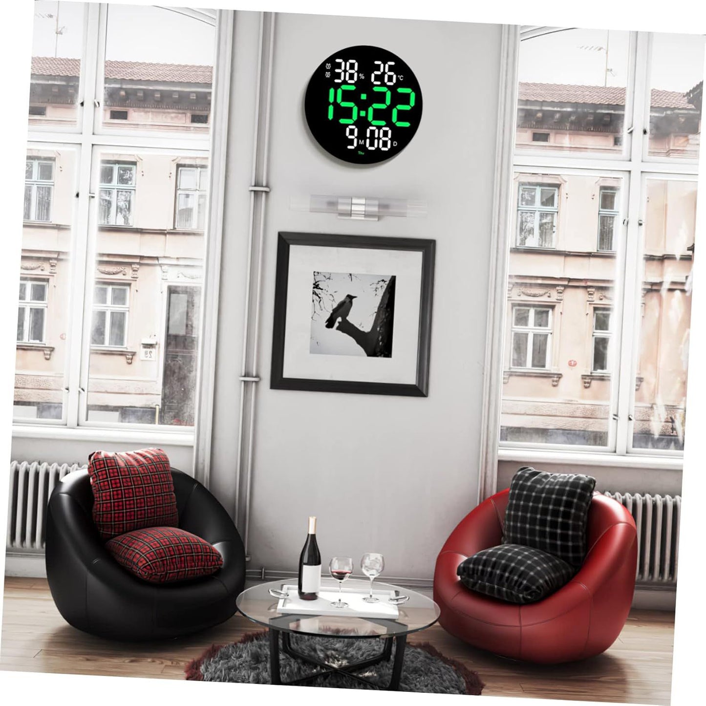 Reloj redondo digital de pared