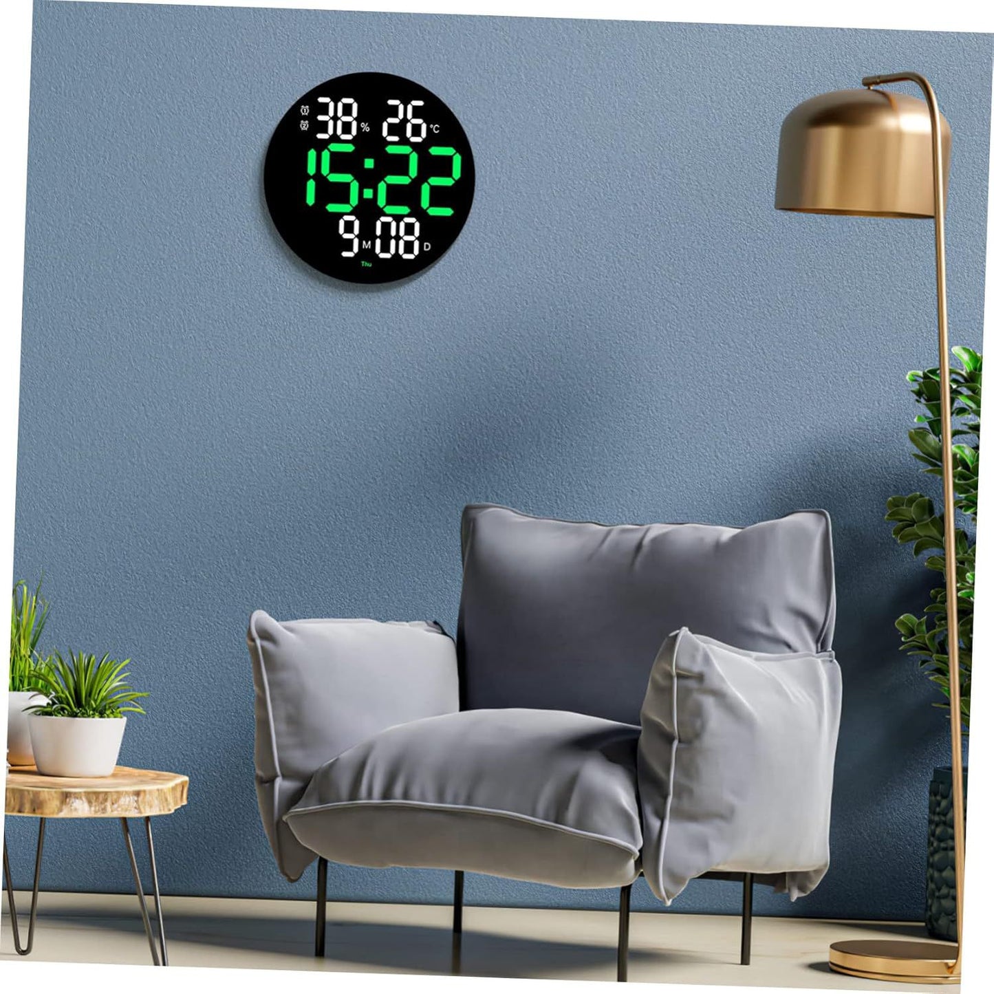 Reloj redondo digital de pared