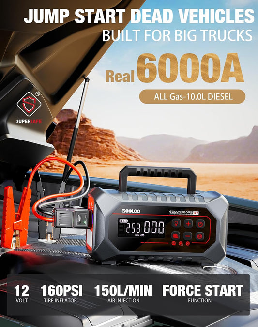 GOOLOO Arrancador de bateria de salto A7 con compresor de aire y herramienta de diagnóstico de escáner GOOLOO DEEPSCAN DS200 OBD2