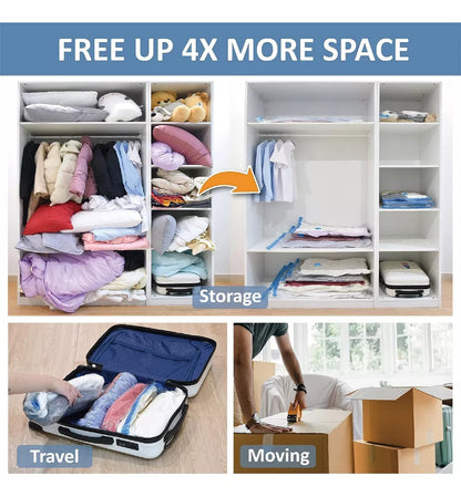 Kit X5 Bolsas De Empaque Al Vació + Bomba Ahorrador Espacio