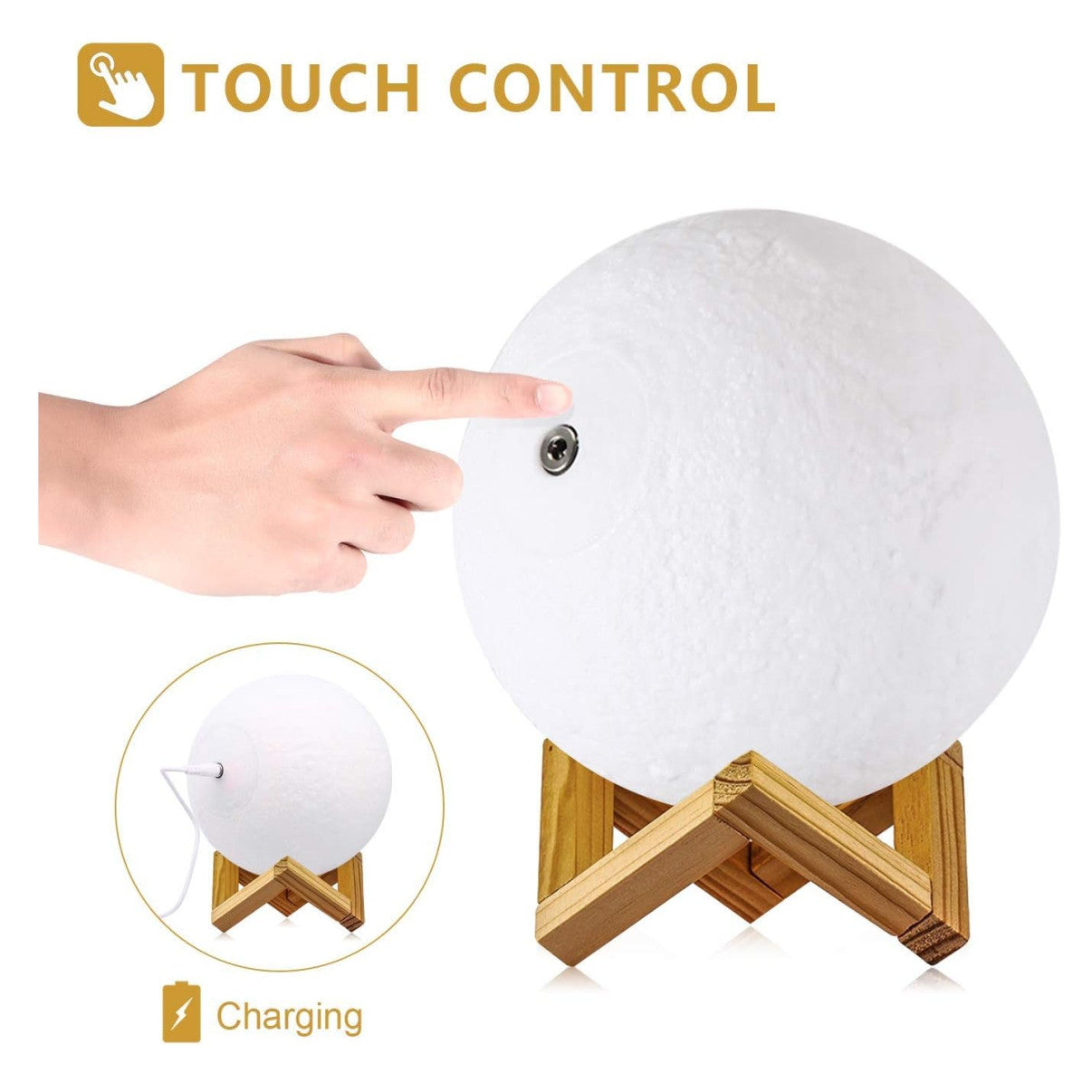 Lampara Luna 3d Luz Led Colores Con Base