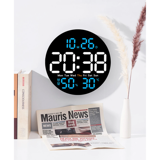Reloj redondo digital de pared